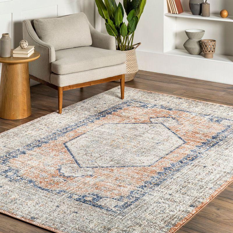 Nuloom Jacquie Medallion 6 Square Indoor Area Rug for Living Room Bedroom Dining Room Kitchen, Peach/Beige