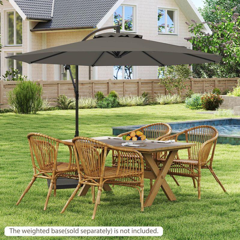 Costway  10 FT Patio Offset Umbrella w/8 Ribs Cross Base Tilt Grey