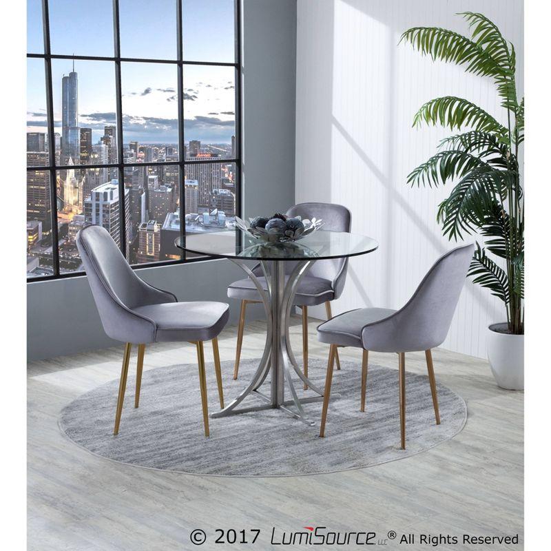 Set of 2 Dining Chairs LumiSource Silver Gold: Velvet Upholstery, Chrome-Plated Legs, Floor Protectors