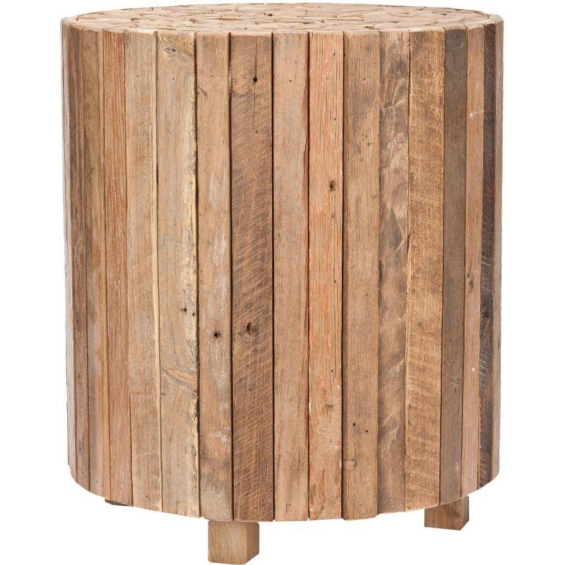 Richmond Round Reclaimed Teak End Table in Medium Oak