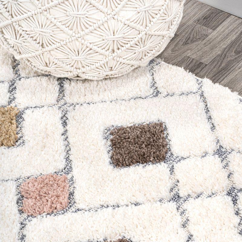 3' x 5' Astrid Retro Trellis High-Low Area Rug, Multi/Cream - JONATHAN Y