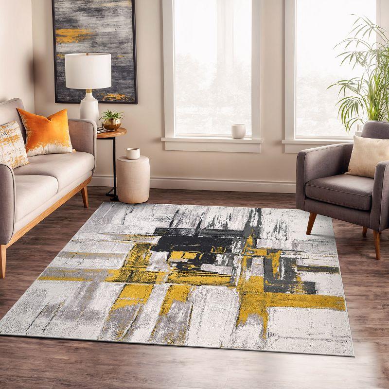 World Rug Gallery Contemporary Modern Abstract Area Rug - Gold 6'6"x6'6"