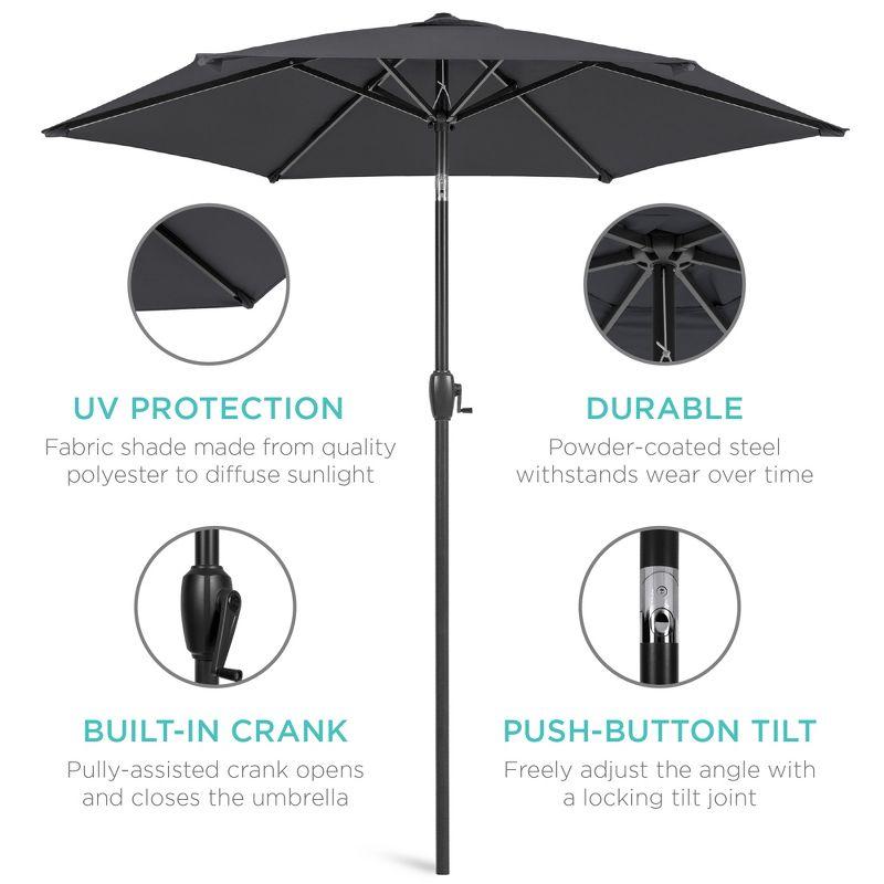 Best Choice Products 7.5ft Heavy-Duty Outdoor Market Patio Umbrella w/ Push Button Tilt, Easy Crank, Black