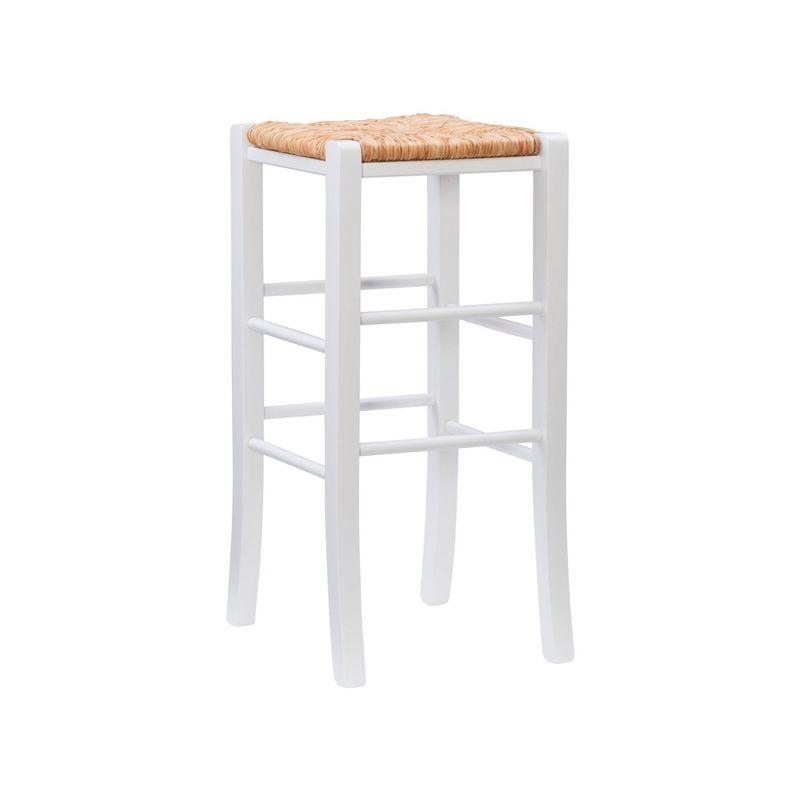Set of 2 Gianna Backless Handwoven Rush Seat Barstools White - Linon: Solid Wood, 29" Height