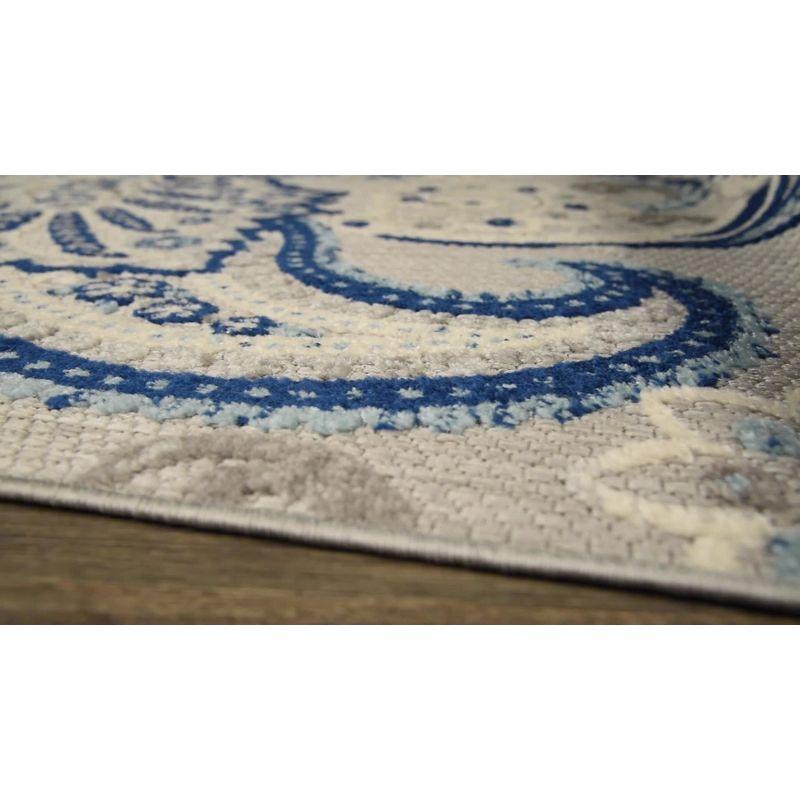 2'x8' Gordes Paisley High-Low Indoor/Outdoor Area Rug, Light Gray - JONATHAN Y