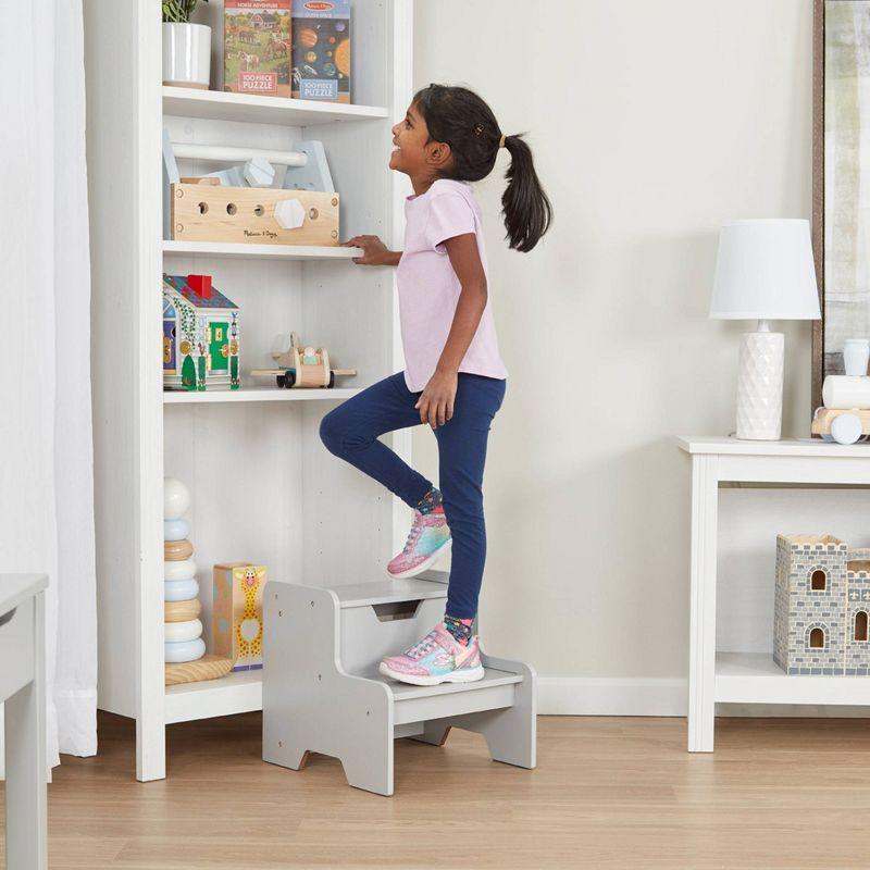 Gray Wooden Two-Step Kids Step Stool