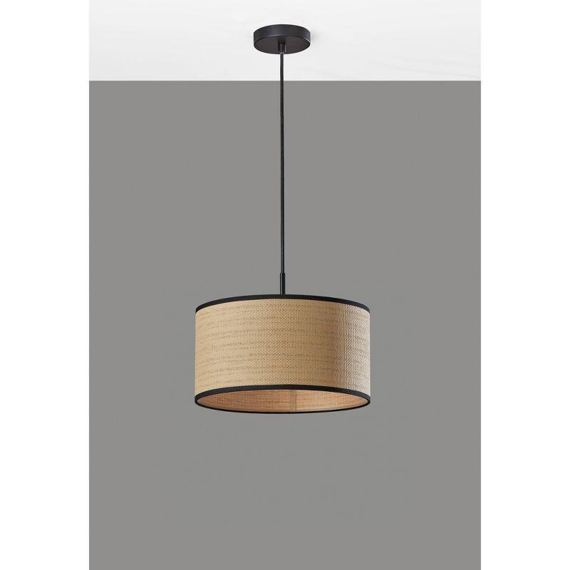 Harvest Pendant Black - Adesso: Woven Paper Shade, 15' Cord, ETL Listed, No Assembly Required