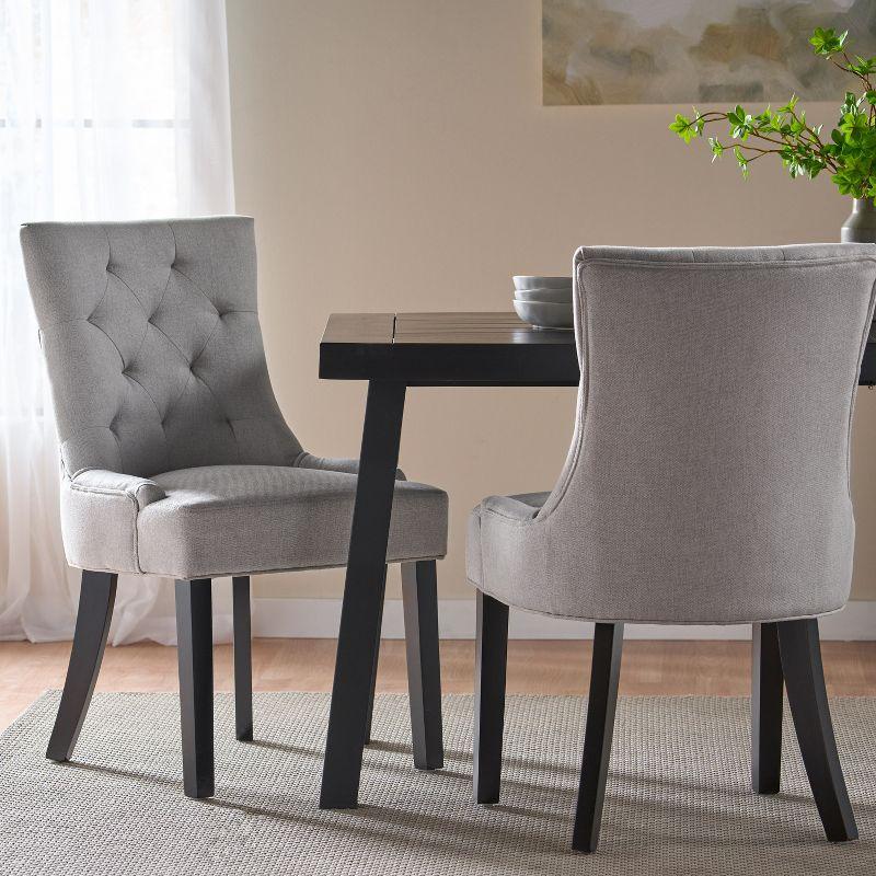 Christopher Knight Home Maggie Contemporary Tufted Armless Dining Chairs (Set of 2), Light Gray/Fabric