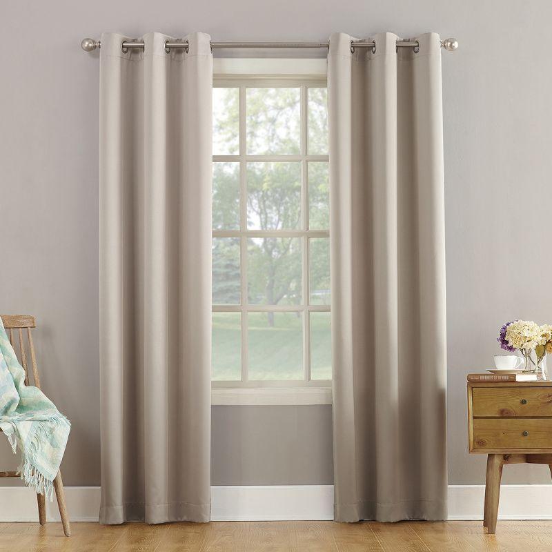 Stone Greige Room Darkening Grommet Top Drapes