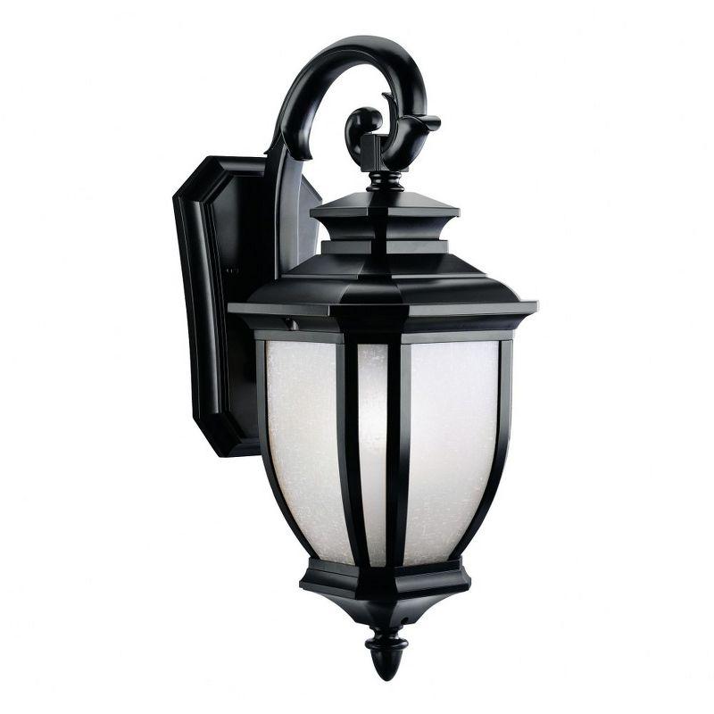 Salisbury 19.5" 1 Light Outdoor Wall Light with White Linen Glass in Black