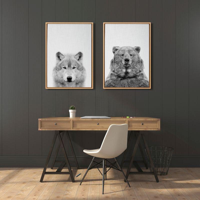 (Set of 2)  Sylvie Wolf Bear European Canvas Art Set by Simon Te - Kate & Laurel All Things Decor