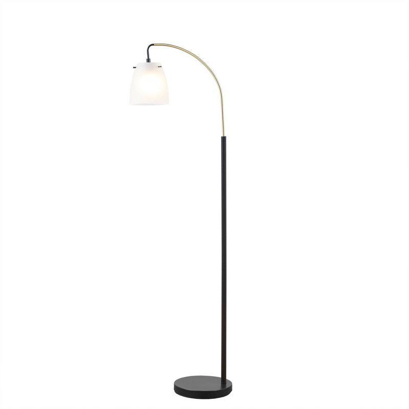 Bristol Arched Floor Lamp Matte Black Base/Frosted Shade - Ink+Ivy: Chic Industrial Style, Transitional Living Room Decor