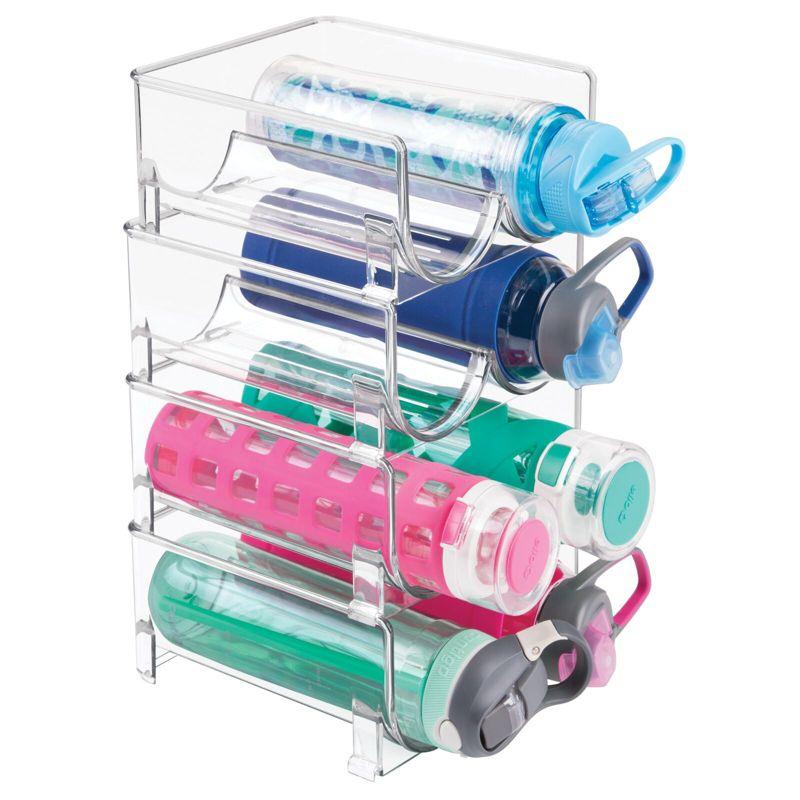 Clear Plastic Stackable Water Bottle Storage Rack