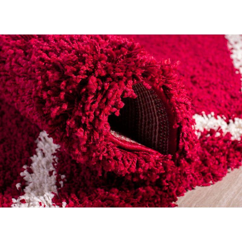 Hudson Shag SGH281 Power Loomed Indoor Accent Rug - Red/Ivory - 3' Round - Safavieh