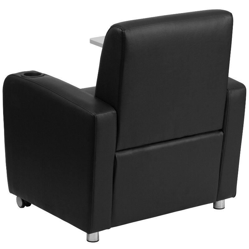 Swivel Black LeatherSoft Guest Chair with Tablet Arm and Cup Holder