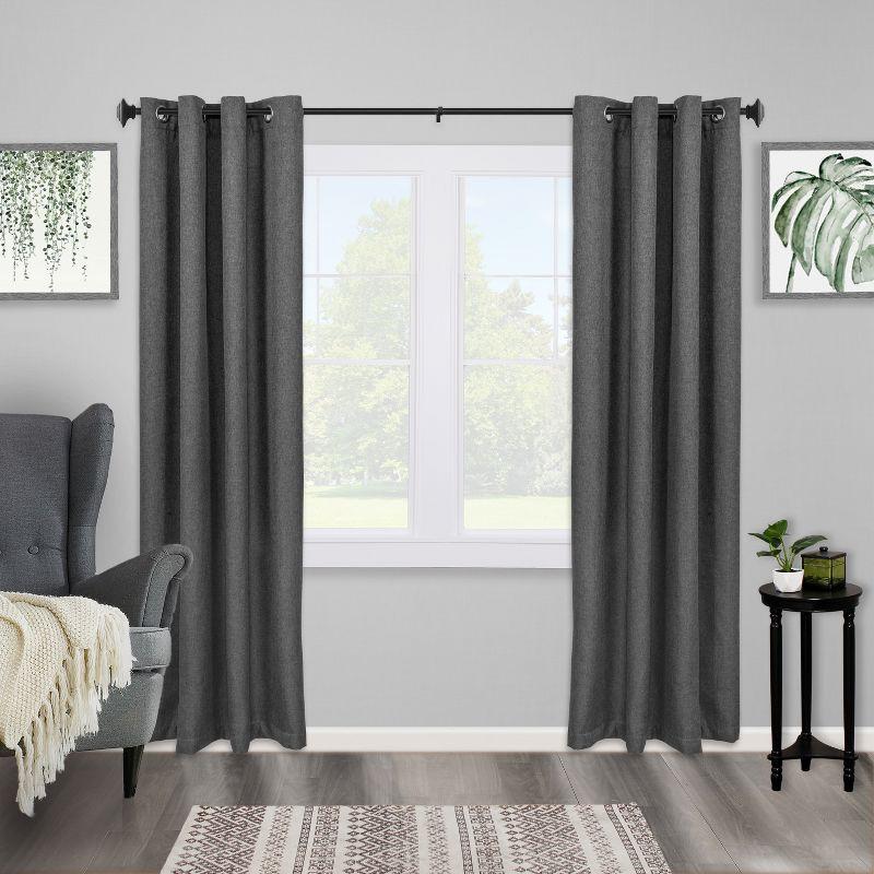 Matte Black Steel Decorative Window Curtain Rod with Square Finials