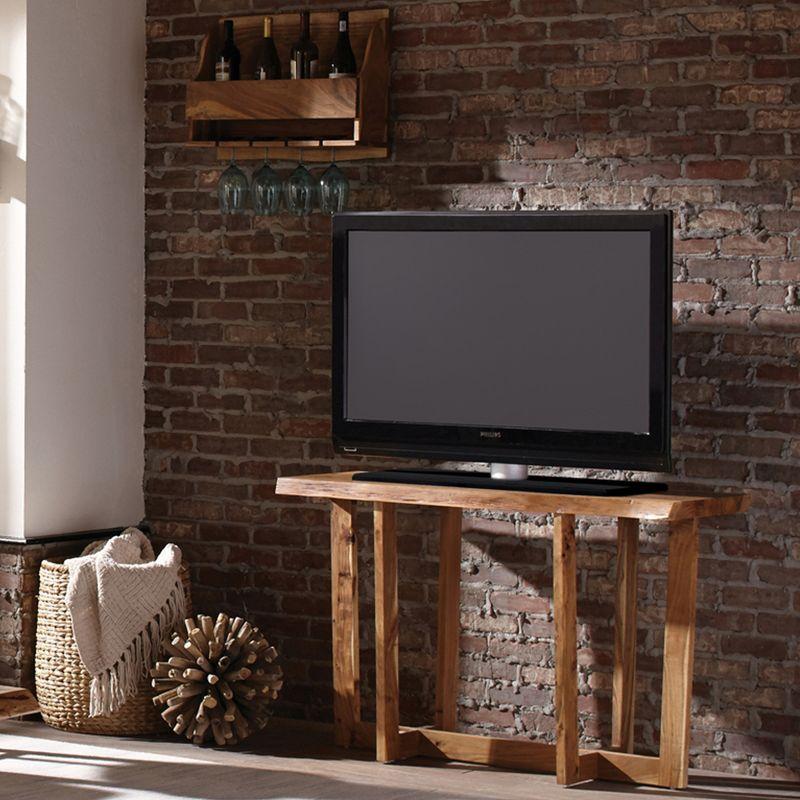 Alaterre Furniture Berkshire Live Edge Solid Wood Media Console: Acacia, Non-Toxic Finish, Steel Hardware