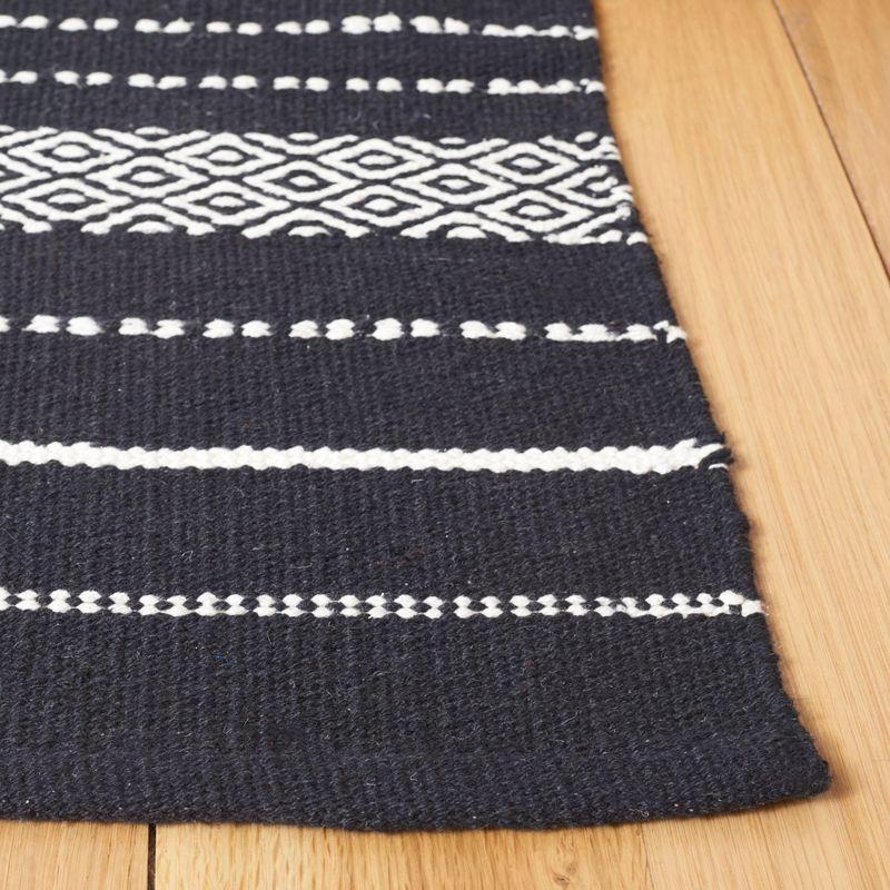 Nomadic Charm Handwoven Black Stripe Cotton Area Rug 8' x 10'