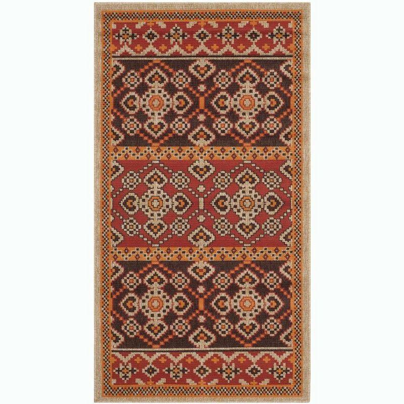 Reversible Red/Chocolate Synthetic 5' x 7' Easy-Care Area Rug