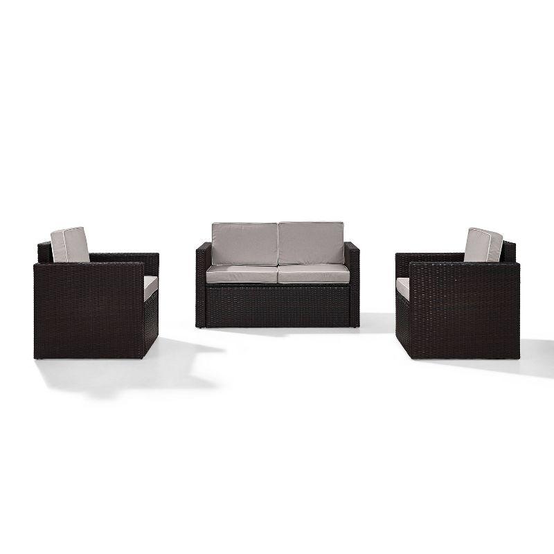 Palm Harbor 3pc All-Weather Wicker Patio Seating Set - Gray - Crosley: Outdoor Furniture Set with Cushions & Steel Frame