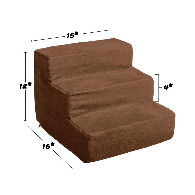 Brown High-Density Foam 3-Step Pet Stairs