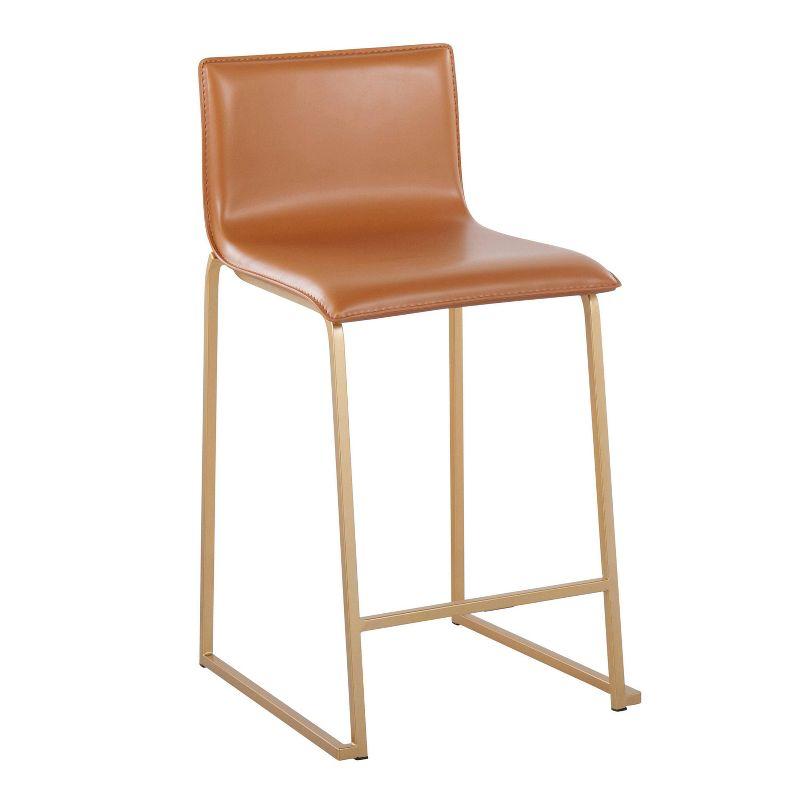 Set of 2 26" Mara Contemporary Counter Height Barstools Gold/Camel - LumiSource: Upholstered, Steel Frame, Fixed Height