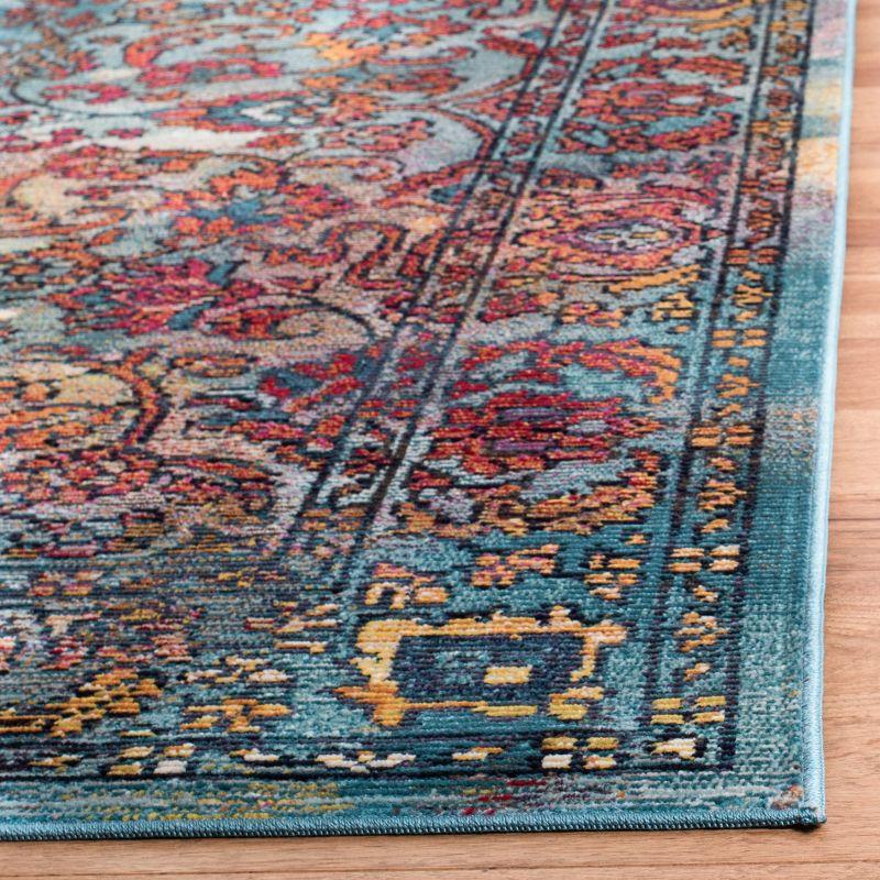 Elysian Light Blue & Orange Floral Synthetic 5' x 8' Area Rug