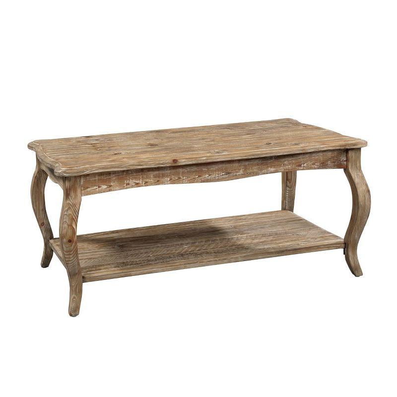 Alaterre Austerity Wood Coffee Table with Open Shelf, Driftwood Natural Finish, Accent & Occasional Furniture, Assemble Required