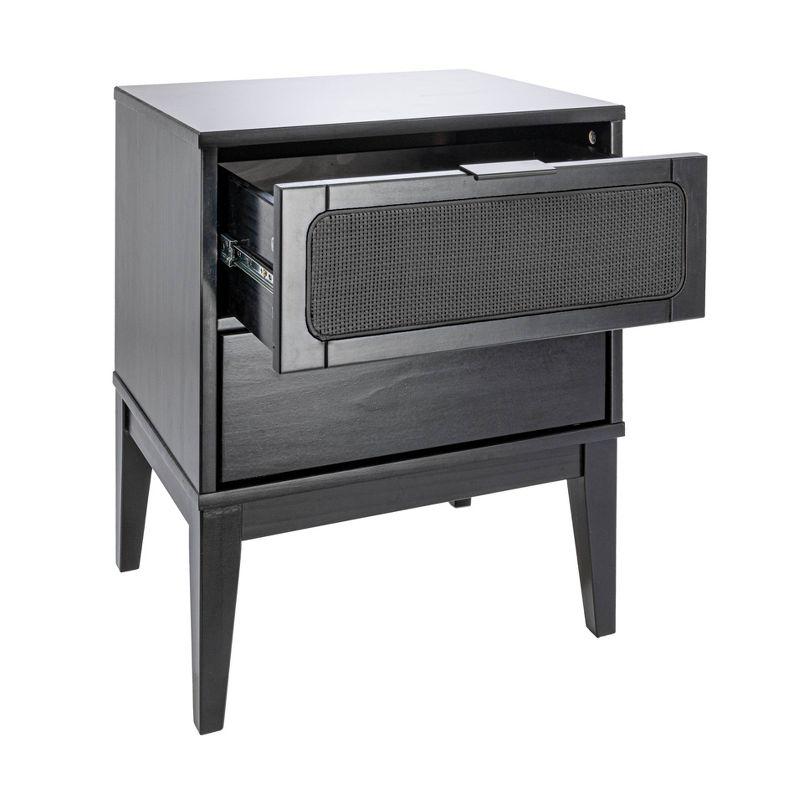 Storied Home Crawford Nightstand: Modern Bohemian Style, Solid Wood, Square Shape, 24" High