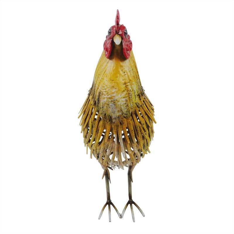 16" Indoor/Outdoor Metal Hen Decorative Garden Statue Golden Brown - Alpine Corporation: Iron Crafted Yard Art