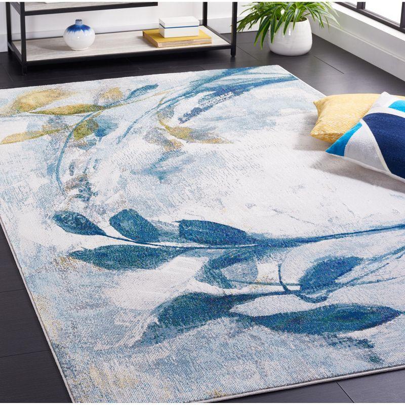 Light Blue Abstract Hand-knotted Rectangular Area Rug