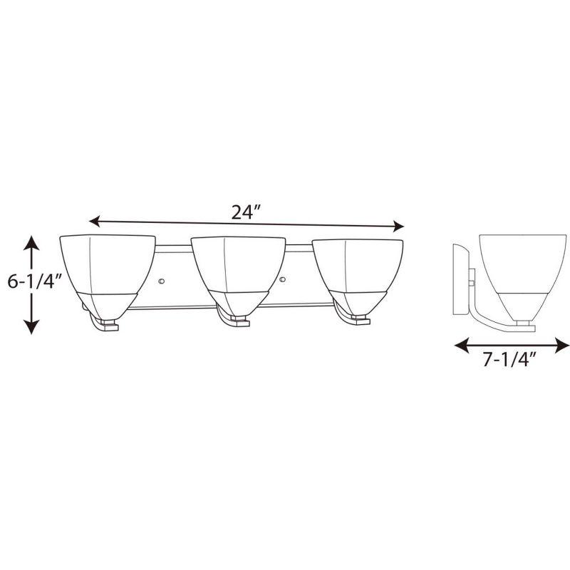 Progress Lighting, Appeal Collection, 3-Light Bath Vanity, Brushed Nickel, Etched White Glass Shades