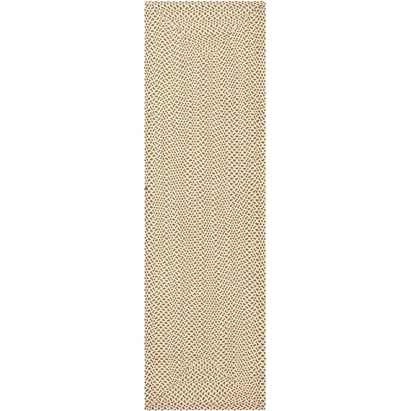 Handwoven Cotton-Synthetic Blend Reversible Runner Rug in Beige/Brown