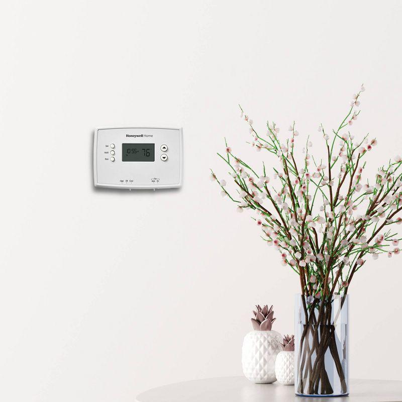 Honeywell Home 1-Week Programmable Thermostat: Digital, Backlit Display, Audible Alert, White, Battery Operated