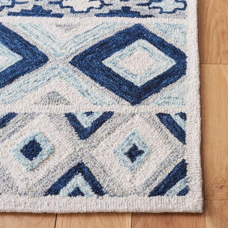 Handmade Americana Blue Wool 4' x 6' Tufted Rectangular Rug