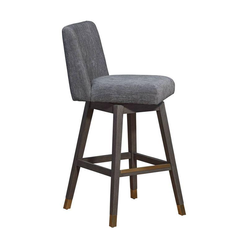 Armen Living Basila Wood Finish with Fabric Swivel Barstool Gray Oak