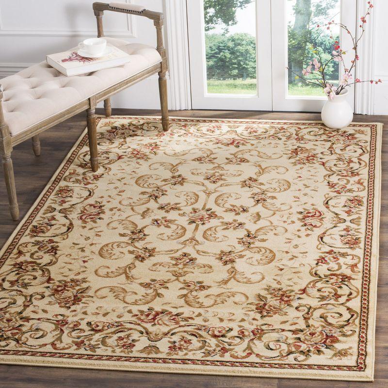 Ivory Floral Vines Medium Pile Area Rug