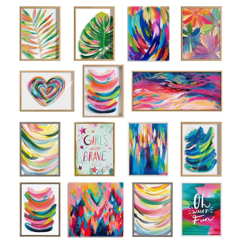 Kate & Laurel All Things Decor 22"x22" Sylvie Brushstroke 154 Framed Wall Art by EttaVee Natural Wall Art: Vibrant Gallery-Wrapped Canvas