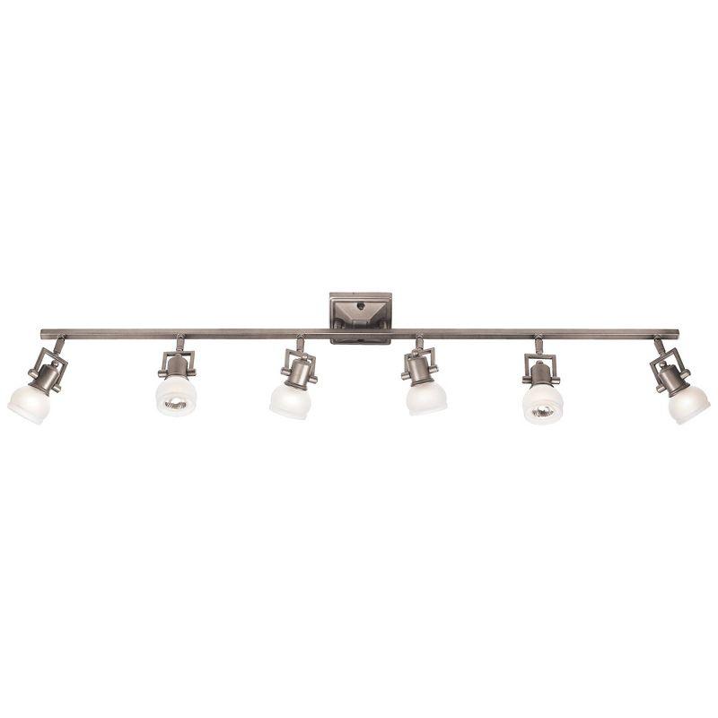 Pro Track Chace 6-Head LED Complete Ceiling Track Light Fixture Kit GU10 Adjustable Silver Brushed Nickel Finish Glass Modern Kitchen Dining 50" Wide