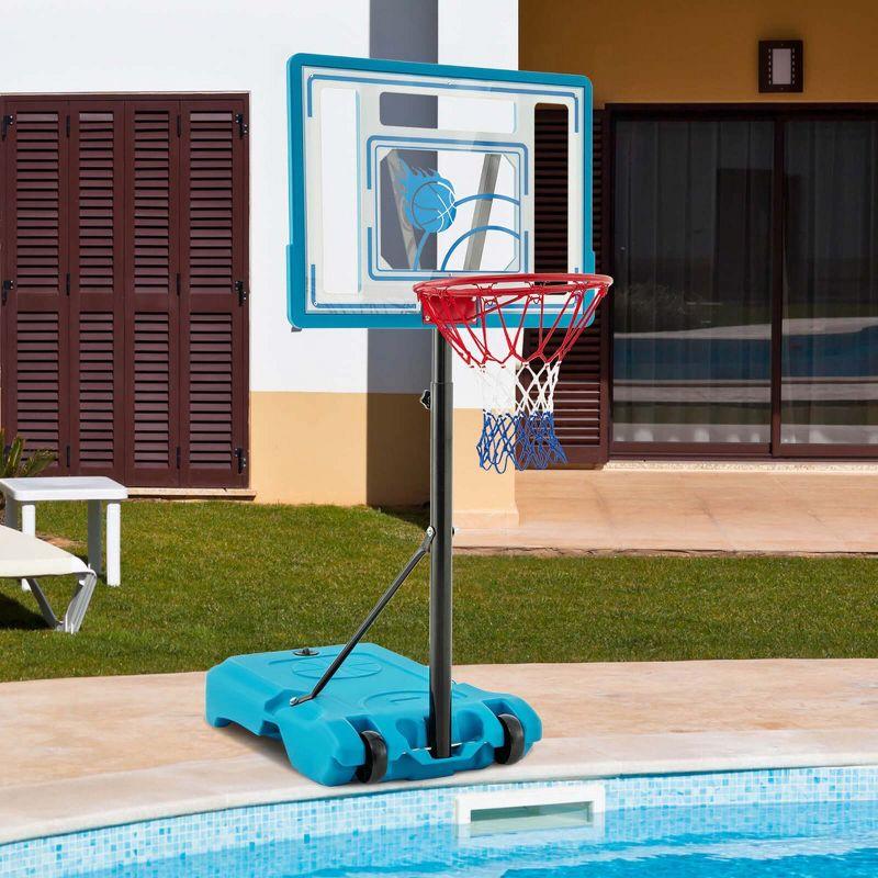 Pool Basketball Hoop 3.8-4.4 FT Adjustable Poolside BasketballGoal System