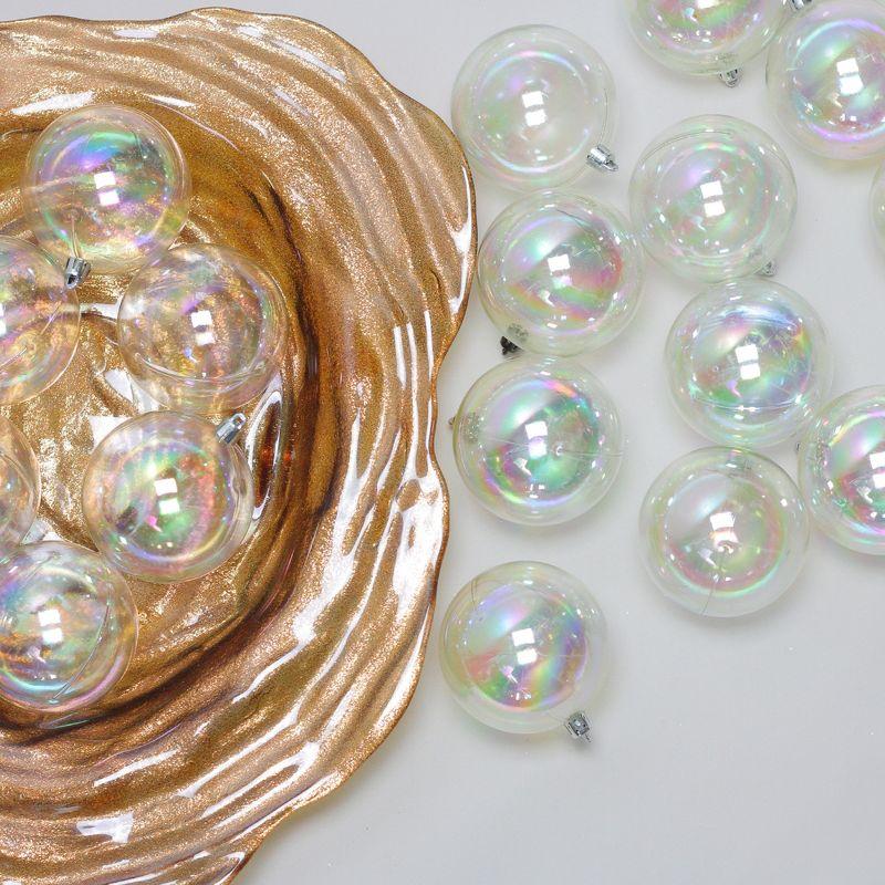 32ct White Iridescent Shatterproof Shiny Christmas Ball Ornaments 3.25" (80mm)