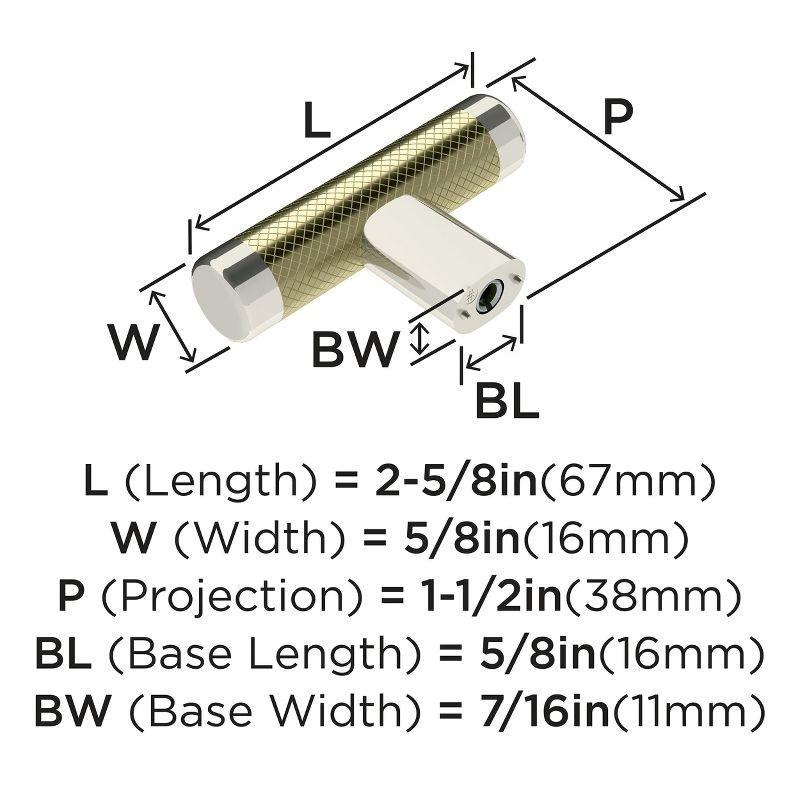 Amerock Esquire 2-5/8 inch (67mm) Length Polished Nickel/Golden Champagne Cabinet Knob