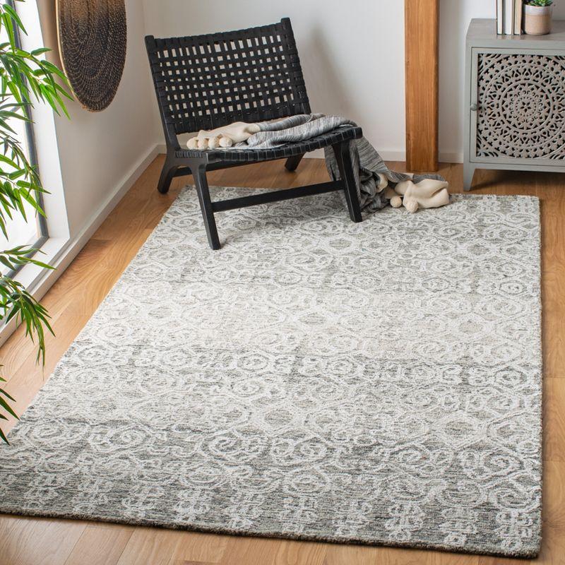 Handmade Charcoal Gray 9' x 12' Wool-Viscose Tufted Area Rug