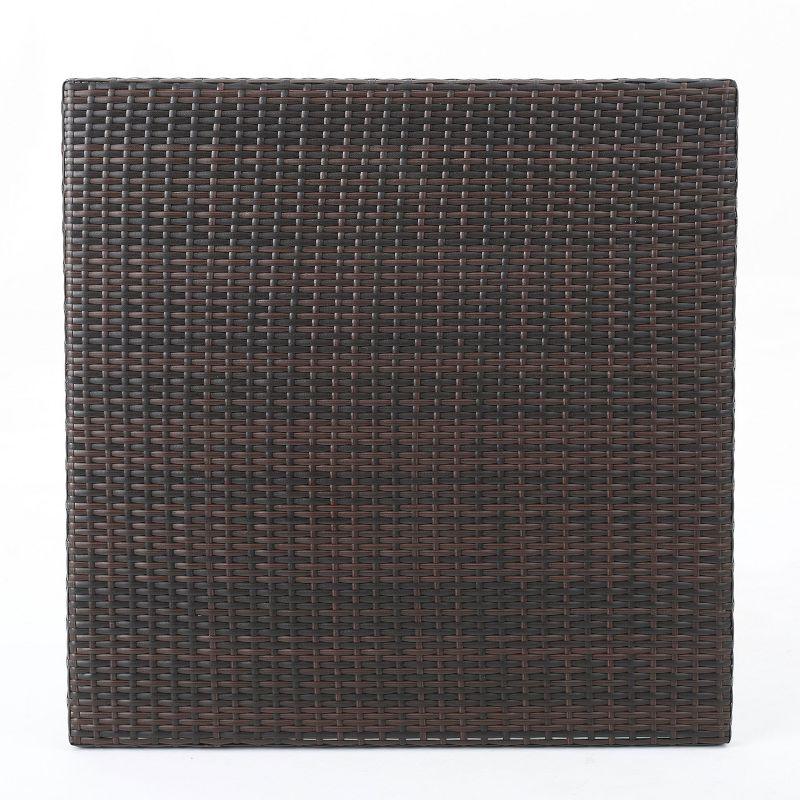 Margarita Square Wicker Bar Table Brown - Christopher Knight Home: Weather-Resistant, Iron Frame Patio Dining