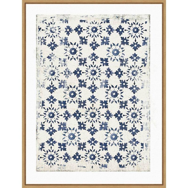 18" x 24" Navy and White Floral Canvas Wall Art