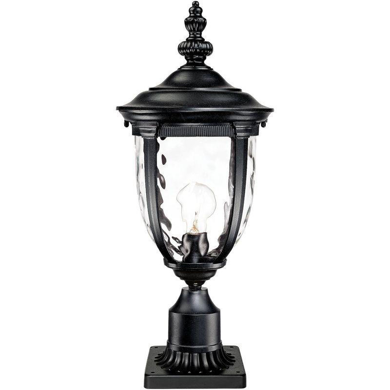 Bellagio Black Hammered Glass Outdoor Post Light with Pier Mount