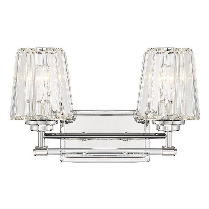 Polished Nickel 2-Light Vanity with Clear Crystal Shades