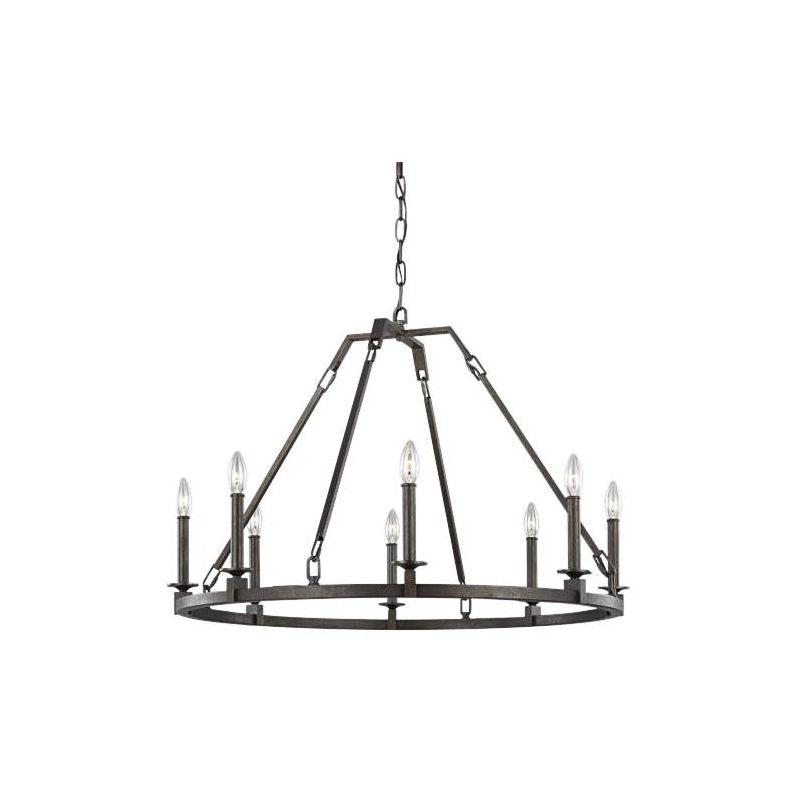 Smith Steel 8-Light Industrial Wagon Wheel Chandelier