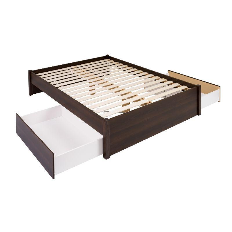 Espresso Queen Wood Frame Platform Bed with Storage Drawers