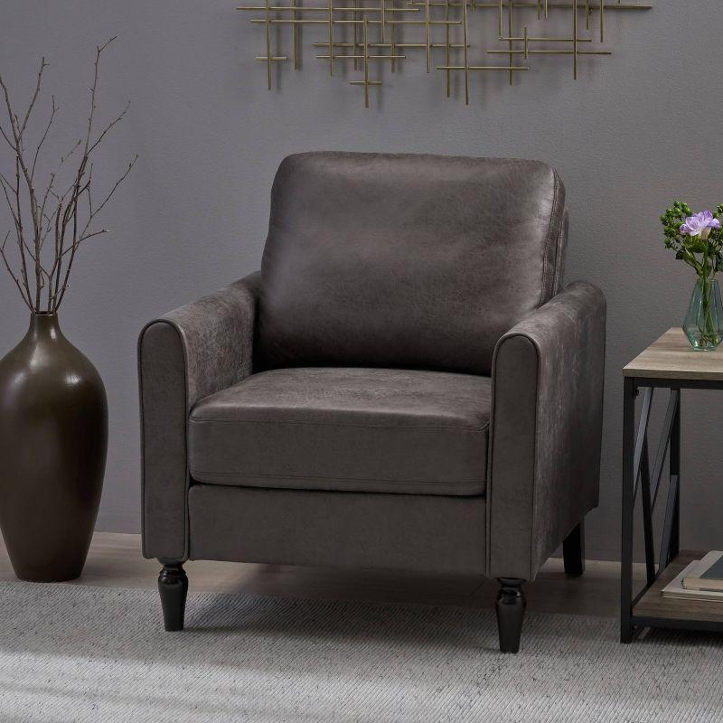 Slate Gray Plush Microfiber Low Profile Contemporary Club Chair